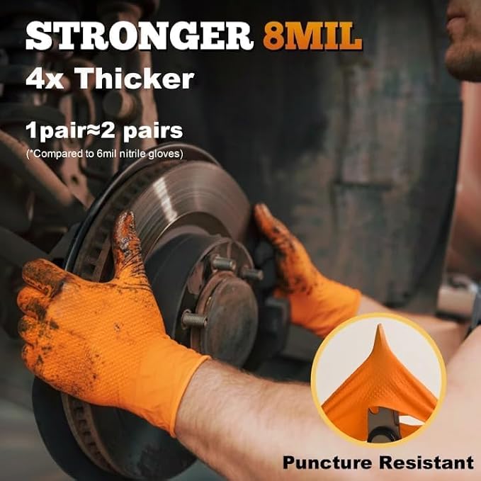 TitanFlex Heavy Duty Industrial Orange Nitrile Gloves, Gloves Disposable Latex - Image 2