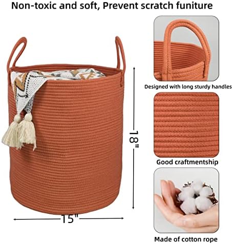 XUANGUO Cotton Rope Laundry Basket Hamper - Image 2