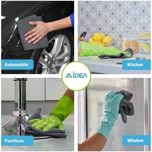 AIDEA Microfiber Cleaning Cloth Grey 12PK, Microfiber Towels, 11.5×11.5" - Image 4