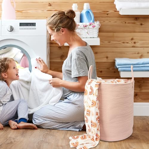 XUANGUO Cotton Rope Laundry Basket Hamper - Image 4