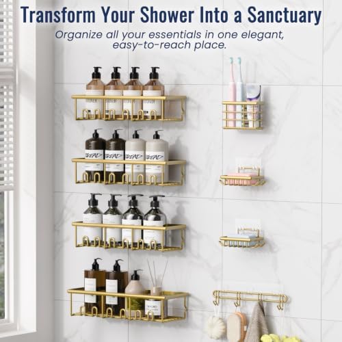 8 Pack Adhesive Large Capacity No-Drilling Shower Caddy - Image 4