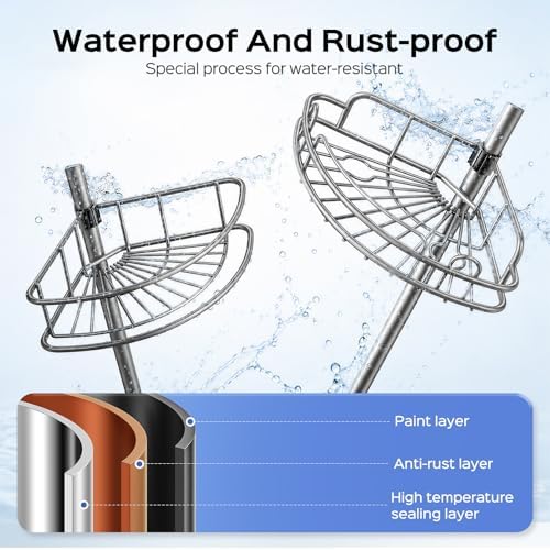 HAMITOR Shower Caddy Tension Pole: 4 Tier Corner Bathroom Organizer - Image 2