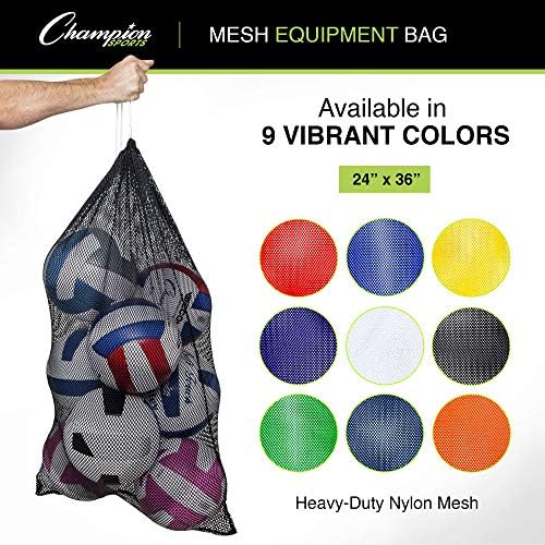 Champion Sports Mesh Equipment Bag – Heavy-Duty Nylon Drawstring Bag - Image 2
