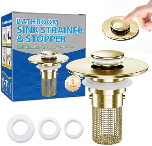 Bathroom Sink Drain Strainer, Pop-Up Bathroom Sink Stopper by YourSimplifiedHome