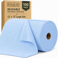 Microfiber Cleaning Cloth Roll, 100 Pack 12 x 12 Inch Tear Away Reusable Paper by OverDoorHooksKitchenSupplies