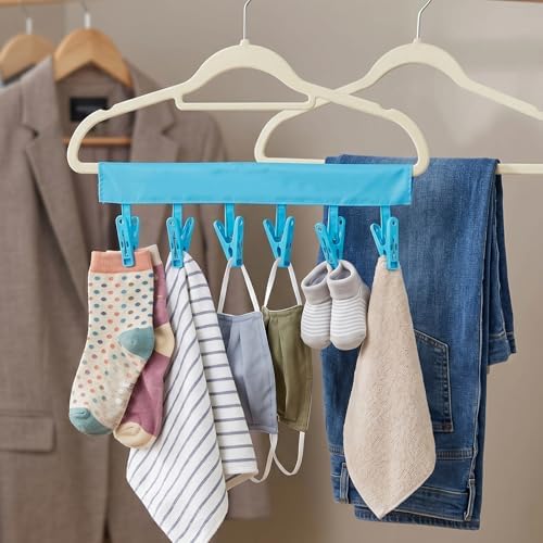 Mini Clothespins Travel Hangers 3-Pack: Foldable Portable Clothes Hangers w/ 6 - Image 5