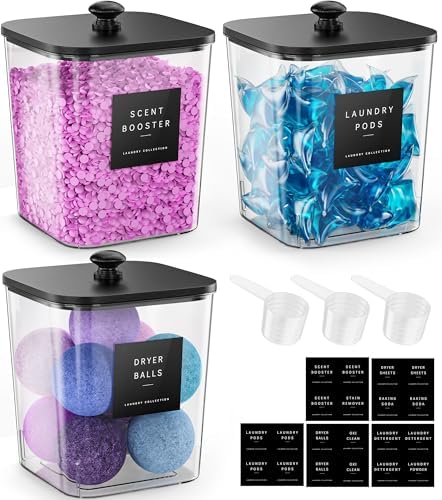 Moforoco 3 Pcs Laundry Pods Container, Large Detergent Powder Storage by MOFOROCO