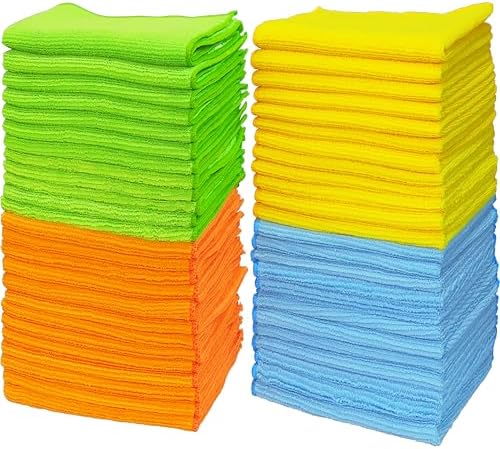 Simple Houseware 12" x 12" Microfiber Cleaning Cloth 50 Pack, 4 Colors by SimpleHouseware