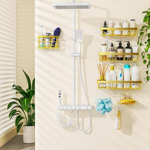 Moforoco Adhesive Shower Caddy Organizer Shelves Rack - Image 5