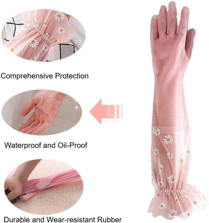 Dishwashing Cleaning Gloves Waterproof Tear-Resistant Household Rubber Cleaning - Image 3