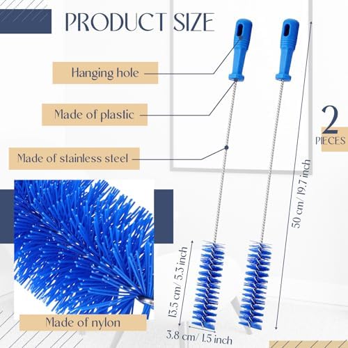 Baderke 2 Pcs Drain Brush Pipe Cleaning Tube Brush, 19.7 x 1.5 Inch - Image 2