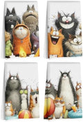 4 Pcs Cute Cat Kitchen Towels, Funny Cats Gifts Absorbent Hand Towels-06 by Jztco