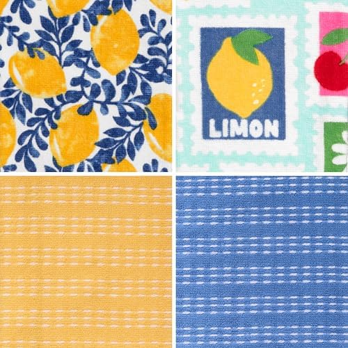 Ritz 4-Piece Kitchen Towel Set, Citron Vine & Summer Fruit Stamp Prints - Image 2