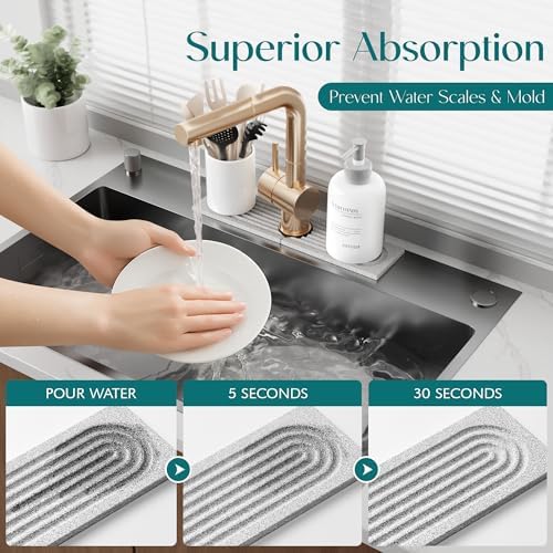 Stone Faucet Mat for Kitchen Sink, Food-Grade Diatomite Stone Drying Mat for - Image 5