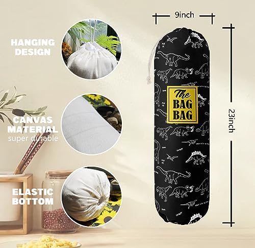 HiLus Dinosaur Pattern Grocery Bags Holder, Wall Mount Plastic Bags Storage - Image 3