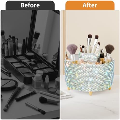 fanado Bling 360° Rotate Makeup Brush Holder Organizer, Makeup Organizers - Image 5