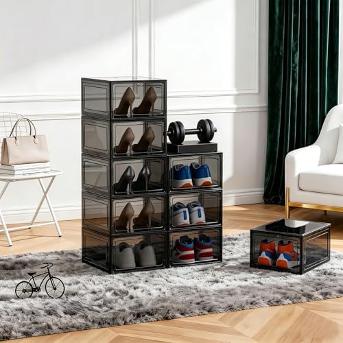 KEFA XL Shoe Storage Box, 8 PACK Shoe Boxes Clear Plastc Stackable Organizer - Image 3