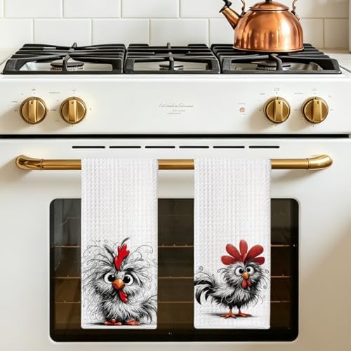 2 Pcs Funny Chicken Kitchen Towels, Chickens Gifts Absorbent Hand Towel - Image 5