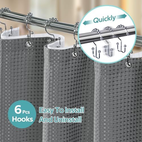 Vipfree 3 in 1 Shower Curtain Set, Waffle Shower Curtain and Liner Set - Image 2