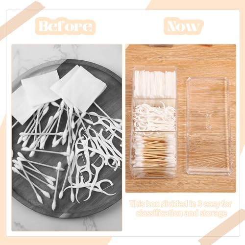 Qtip Holder Transparent 3 Compartments Cotton Ball and Swab Holder Organizer - Image 4