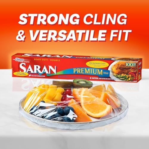 Saran Premium Plastic Wrap, Food Storage, Easy Dispense, 100 Sq Ft Roll - Image 5