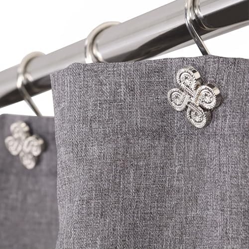 Brushed Nickel Shower Curtain Hooks: Rust Proof Metal Curtain Rings - Image 2