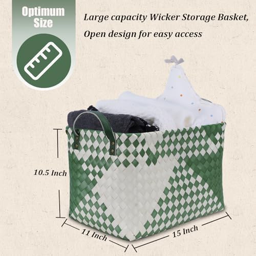 BROWNLILY Handwoven Clothes Basket Laundry Hampers Large Wicker Storage Baskets - Image 3