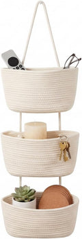 Over the Door Basket Organizer, 3 Tier Hanging Basket by Britwicfr