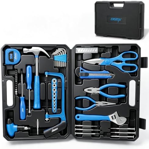 DISEN Home Tool Set with Storage Case Hammer Wrench Pliers Screwdrivers by DISEN