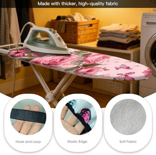 Nuxovilar Rose Butterfly Cotton Ironing Board Cover 15x54 Fabric - Image 5