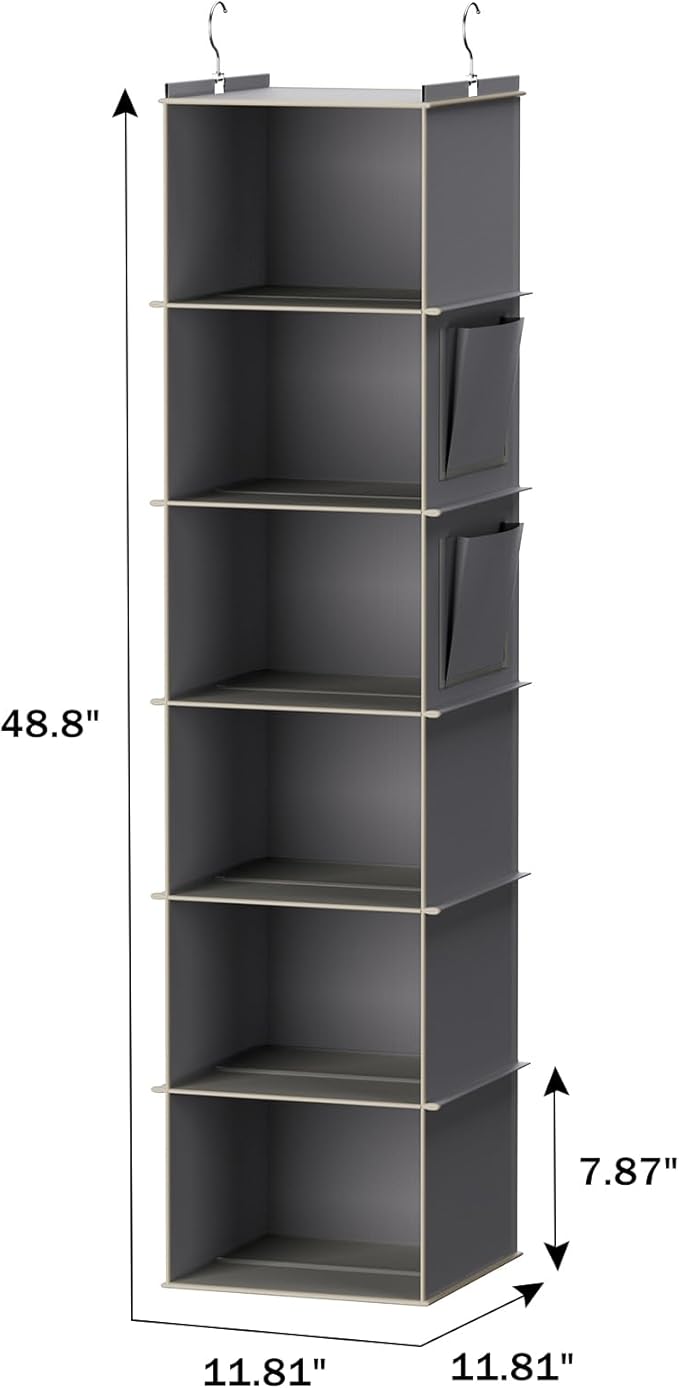 YOUDENOVA Hanging Closet Organizer and Storage, 2 Packs, 2 Side Pockets - Image 3