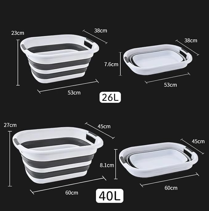 26L/40L Large Collapsible Mop Bucket with Handle for Cleaning, Silicone Portable Pet Bathtub for Puppy Small Dogs Cats, Foldable Laundry Basket Hamper Clothes Storage Bin Space Saving Design (40L)
