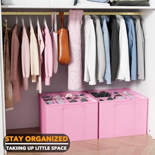 SpaceAid Shoe Organizer for Closet, 2 Pack Foldable Shoe Storage Containers - Image 6