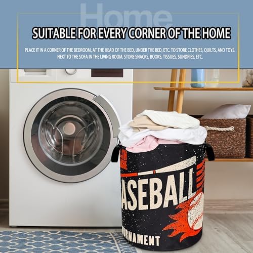 Baseball Sports Laundry Basket Foldable Waterproof Hamper 18.9 x 16.5 Inch - Image 7