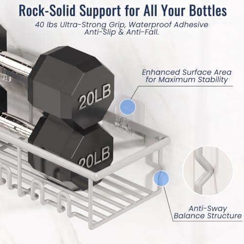 8 Pack Adhesive Rustproof Shower Caddy - Image 4