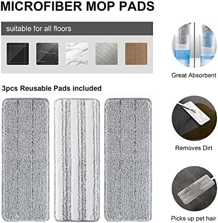 BOSHENG Mop and Bucket with Wringer Set, Flat Floor Mop and Bucket, with 3 - Image 5