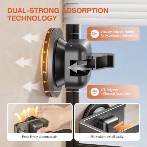 Lekesky Suction Cup Shower Caddy, No Drill Shower Shelves - Image 3