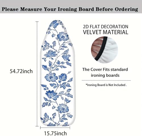 Nuxovilar Blue Floral Vines Ironing Board Cover 15x54 Polyester - Image 4
