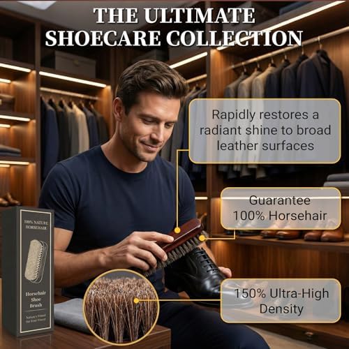 100% 7in Horsehair Shoe Brush Horse Hair Brush - Image 5