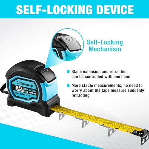 DURATECH 25FT Auto-Lock Magnetic Tape Measure, Easy Read, Double Sided - Image 5