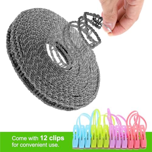 uxcell Windproof Clothesline, 10M 33ft Plastic Non-Slip Clothes Drying Rope - Image 3