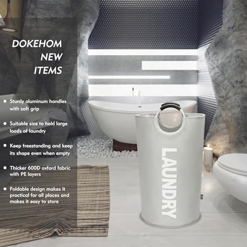 DOKEHOM 125L X-Large Laundry Basket Bag, Collapsible Tall Hamper - Image 2