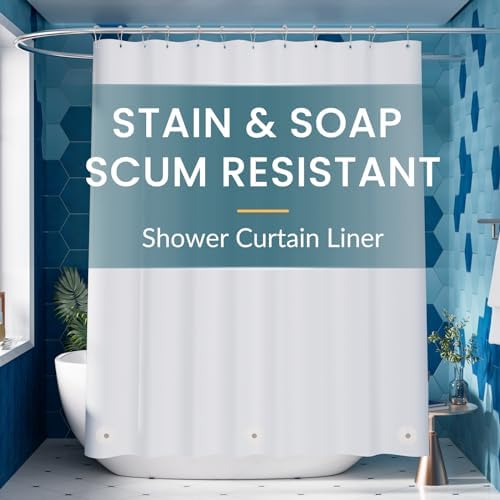 Titanker White Shower Curtain Liner 72 x 72 Plastic Shower Liner Washable by Titanker