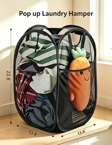 HOUSE AGAIN Strong Mesh Pop Up Laundry Hamper, 70L Collapsible Laundry Basket - Image 2