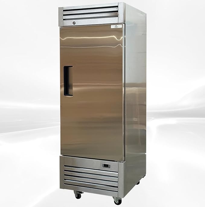 Commercial Refrigerator 1-Door Solid Upright Reach in Stainless Steel NSF 27" Width, Capacity 17 Cuft, Bottom Mounted Restaurant Quality Kitchen Cooler Fridge AKR-06881, NSF Certified