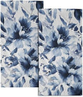 Navy Blue Flower Hand Towels Set of 2, Modern Ink Floral Face Towel 28X14 inch by Granbey