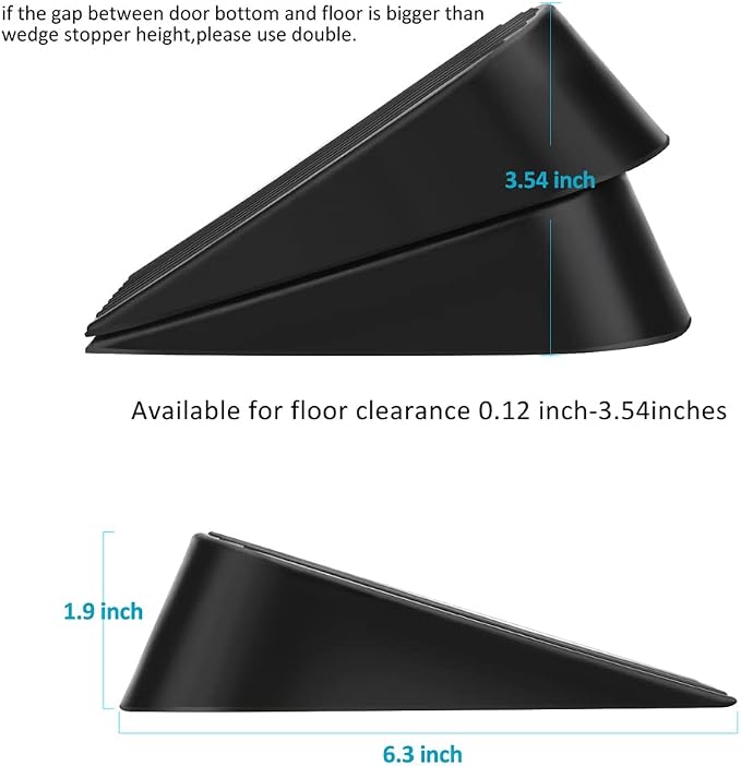Big Door Stopper 2 Packs, Heavy Duty Wedge Rubber Door Stop Works on All Floor - Image 7