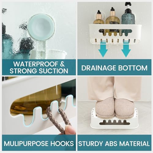 TAILI Shower Caddy Suction Cup 2 Pack, Heavy Duty Bathroom Organizer, Removable - Image 4