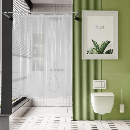 AmazerBath Small Stall Shower Curtain Clear 60x60 Inches, Plastic RV Shower by AmazerBath