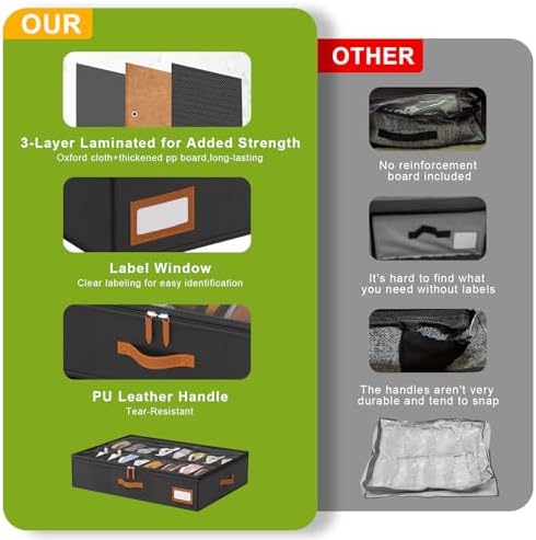homyfort Shoe Organizer Under Bed, Fits 32 Pairs, Under bed Shoe Storage Boxes - Image 6